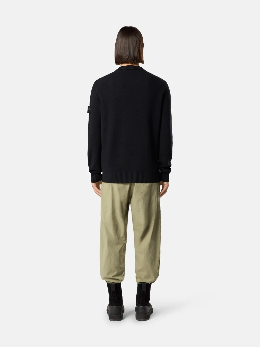 Мужской вязаный свитер  Stone Island Loose-fit Crewneck With Ribbed Trims, черный — фото 3