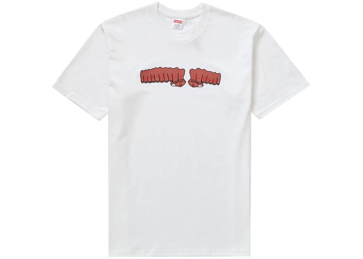 Мужская футболка с принтом Supreme Toy Machine Fist Tee, White