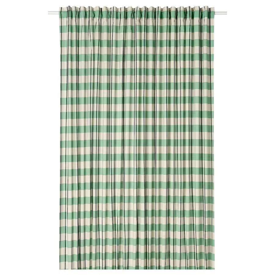 

Штора Ikea Glanshagtorn 300x250, белый/зеленый