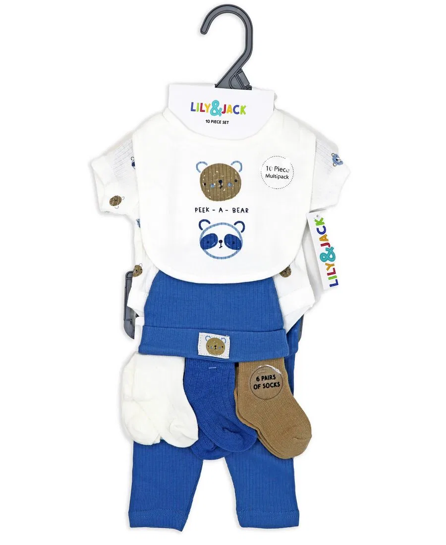 Комплект из 10 предметов для новорожденного, с медвежонком Rock-A-Bye Baby Boutique, Blue — фото 2