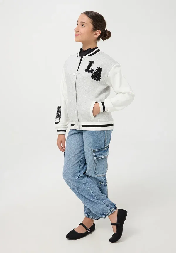 Куртка с принтом Bomber jacket Terranova, Grigio chiaro melange, светло-серый меланж