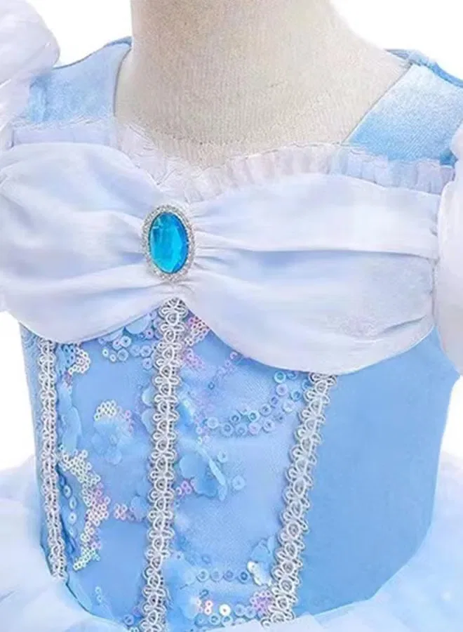 Платье с блестками и кружевной отделкой Princess Party Take Two, голубой — фото 4