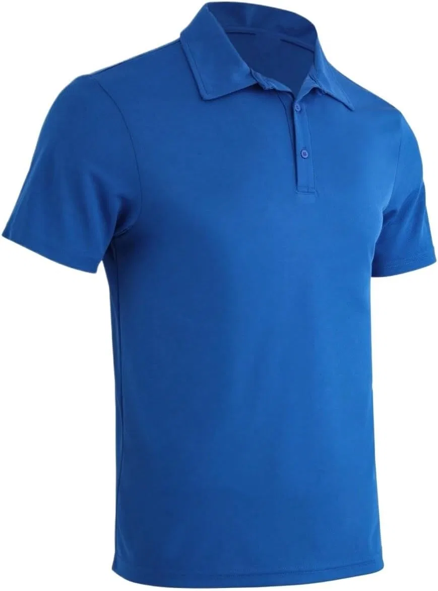 Мужская микро сетчатая футболка с 3-пуговичным воротником, Royal Blue