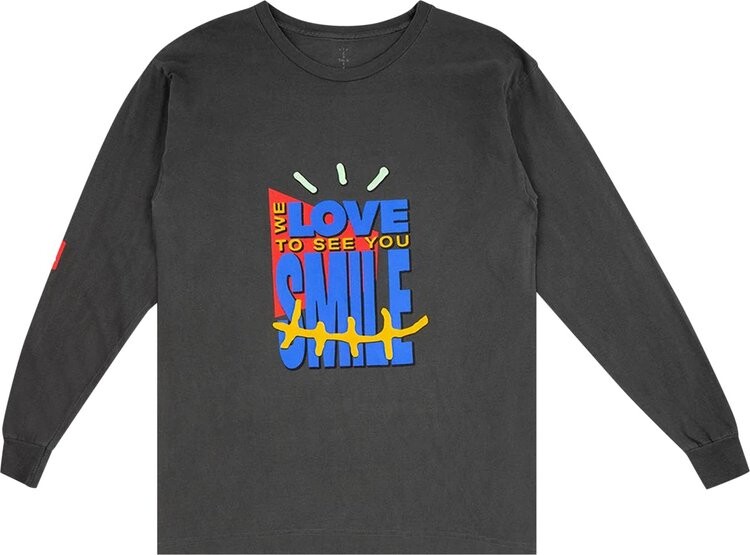 

Футболка Cactus Jack by Travis Scott x McDonald's Smile Long-Sleeve T-Shirt 'Black Pigment Dye', черный