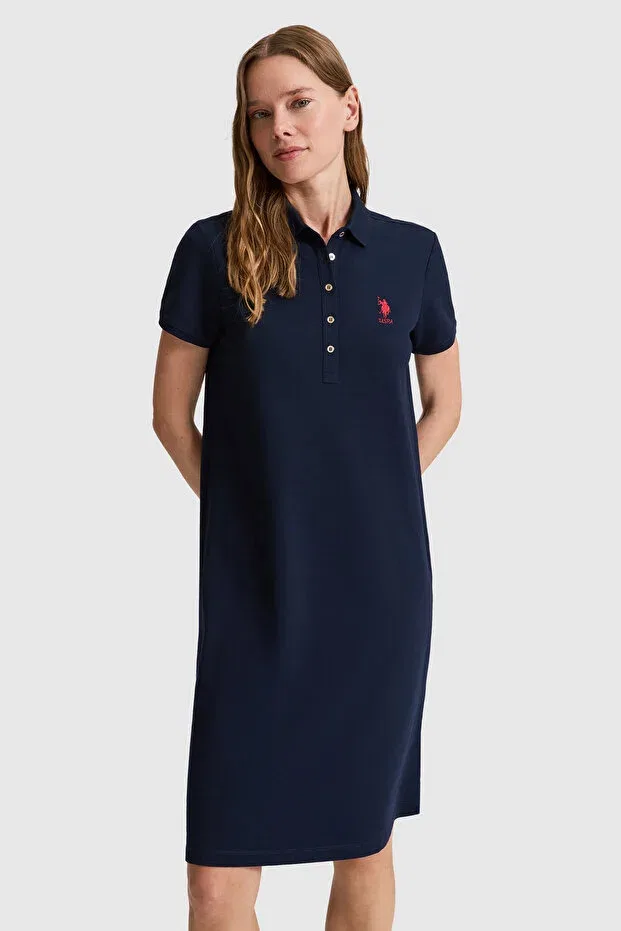 Женское платье поло с коротким рукавом U.S. Polo Assn., Navy Blue — фото 3