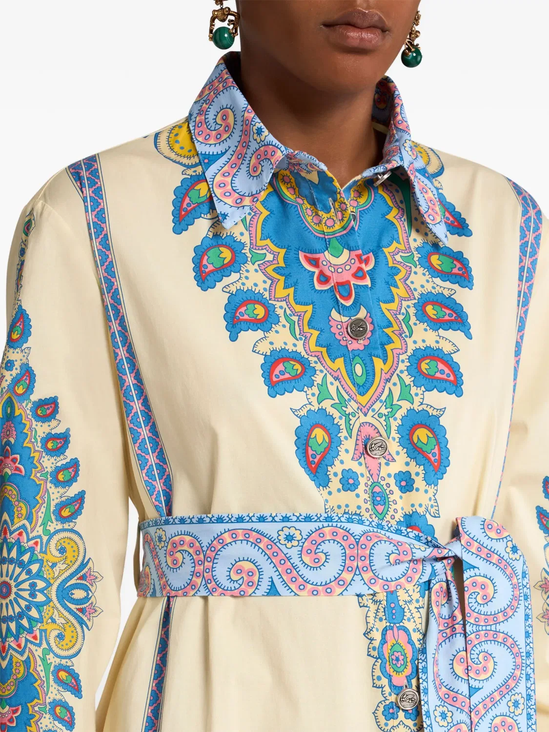 Платье-рубашка с принтом пэйсли ETRO, белый — фото 2