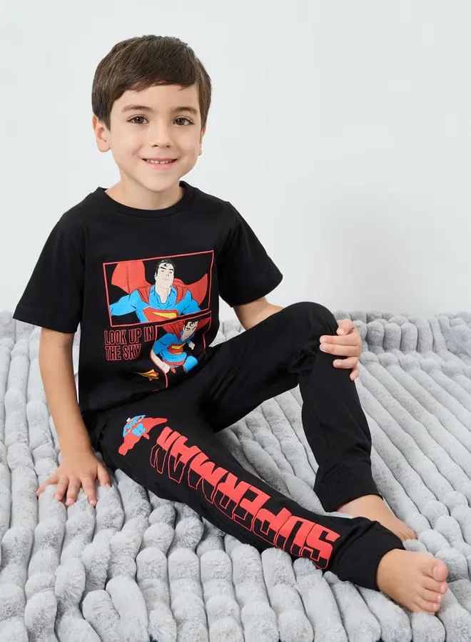 Styli Комплект футболка и штаны с принтом Superman, черный