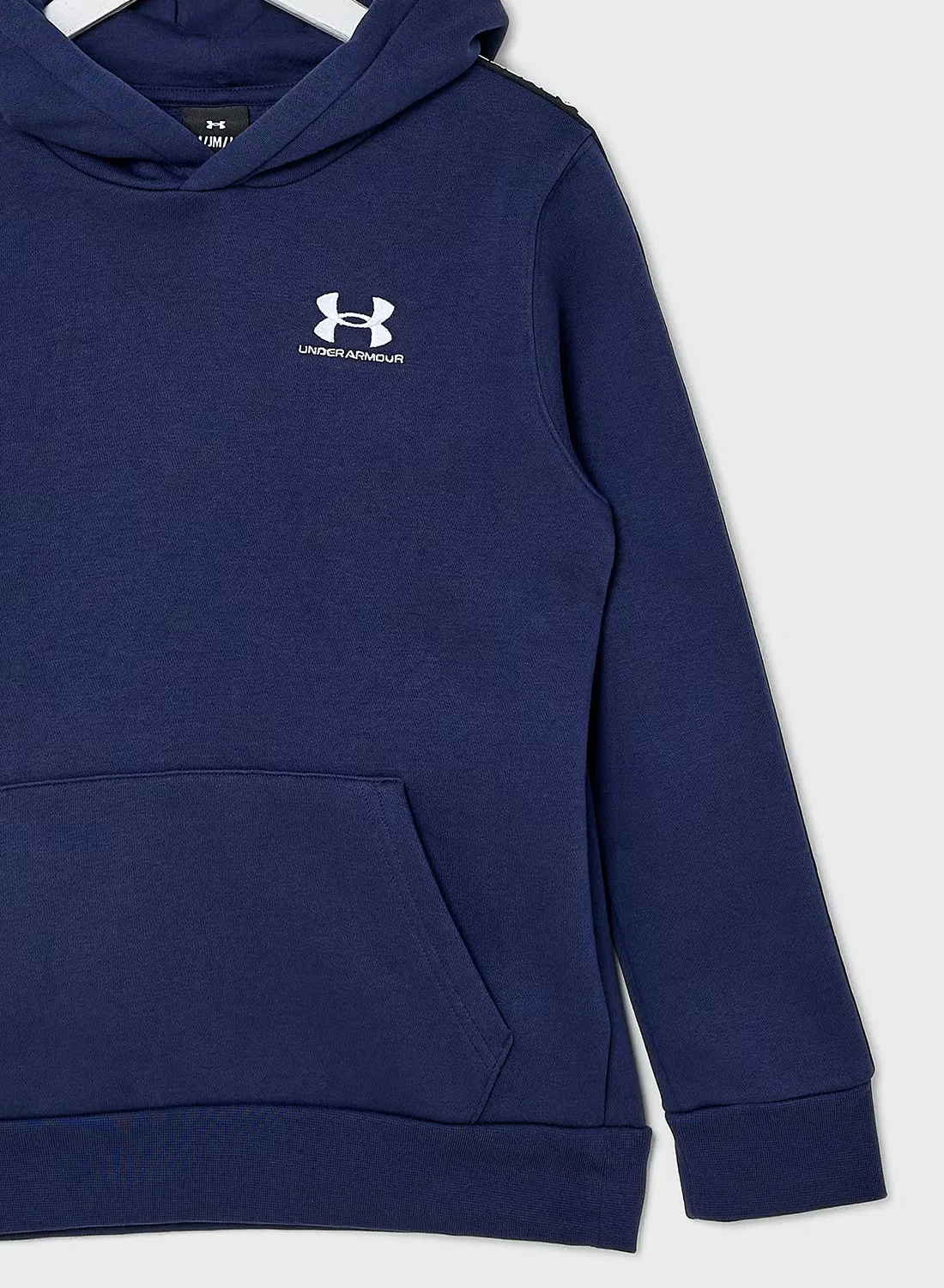 Худи с логотипом Boys' UA Icon Fleece Taping Under Armour, темно-синий — фото 3