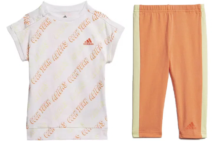 Детский комплект из футера с длинным рукавом Adidas, White Orange