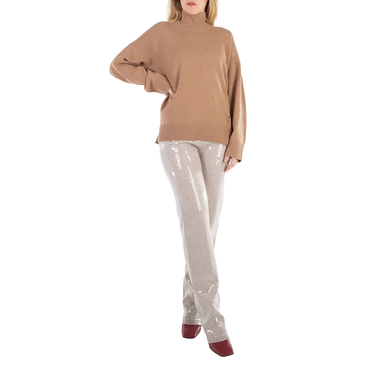 Леггинсы с вырезами и застежкой-крючком Burberry, Beige Melange — фото 4
