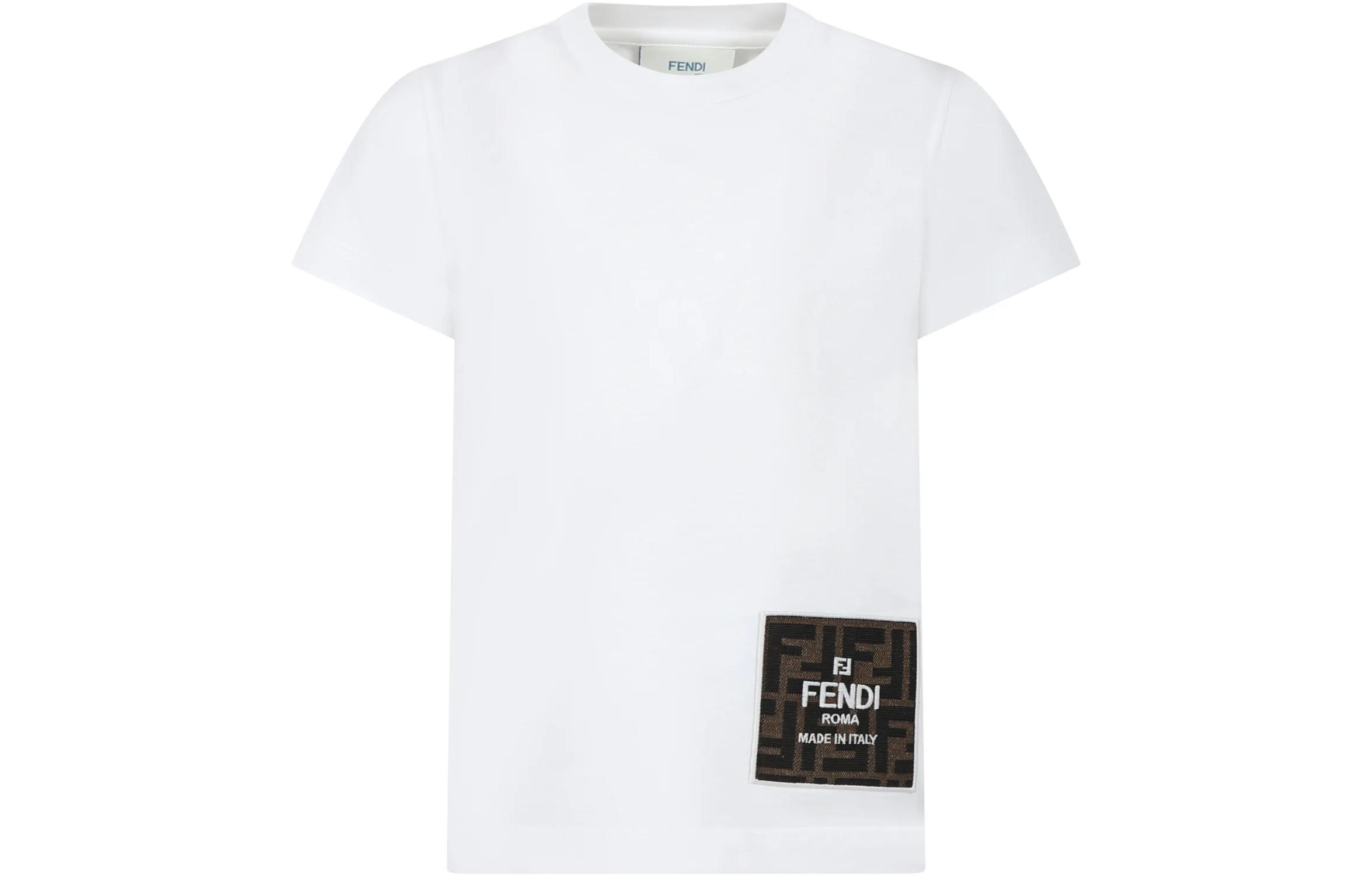 Футболка для детей с круглым вырезом Moderate FENDI, белый — фото 3
