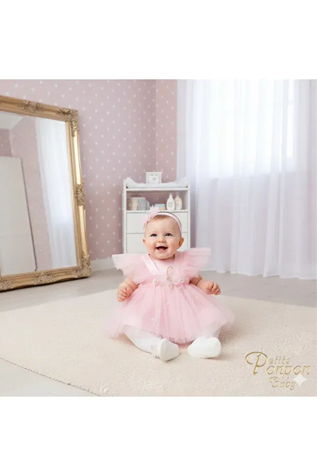 Детское платье для девочек хлопковое Petite Ponpon Baby, Pink