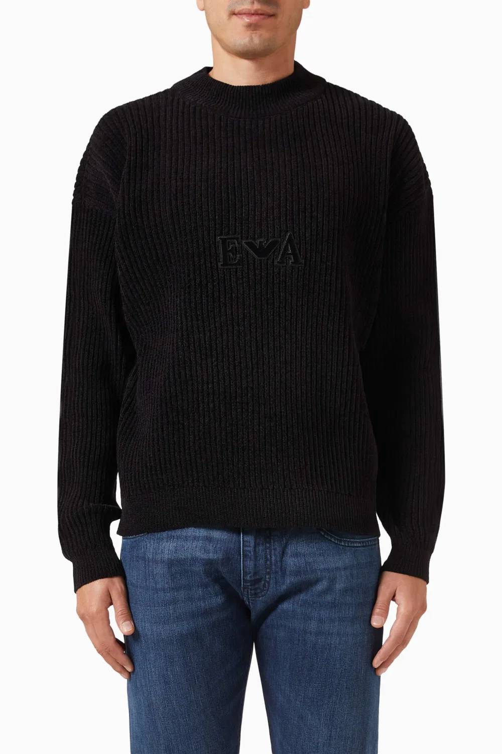 Свитер вязаный с логотипом EA Emporio Armani