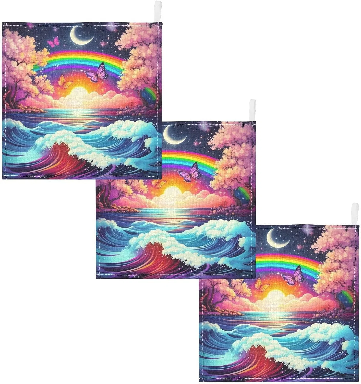 Детские мочалки Muslin Rainbow Cherry Blossoms, 5 штук, JUMBEAR, 30x30 см