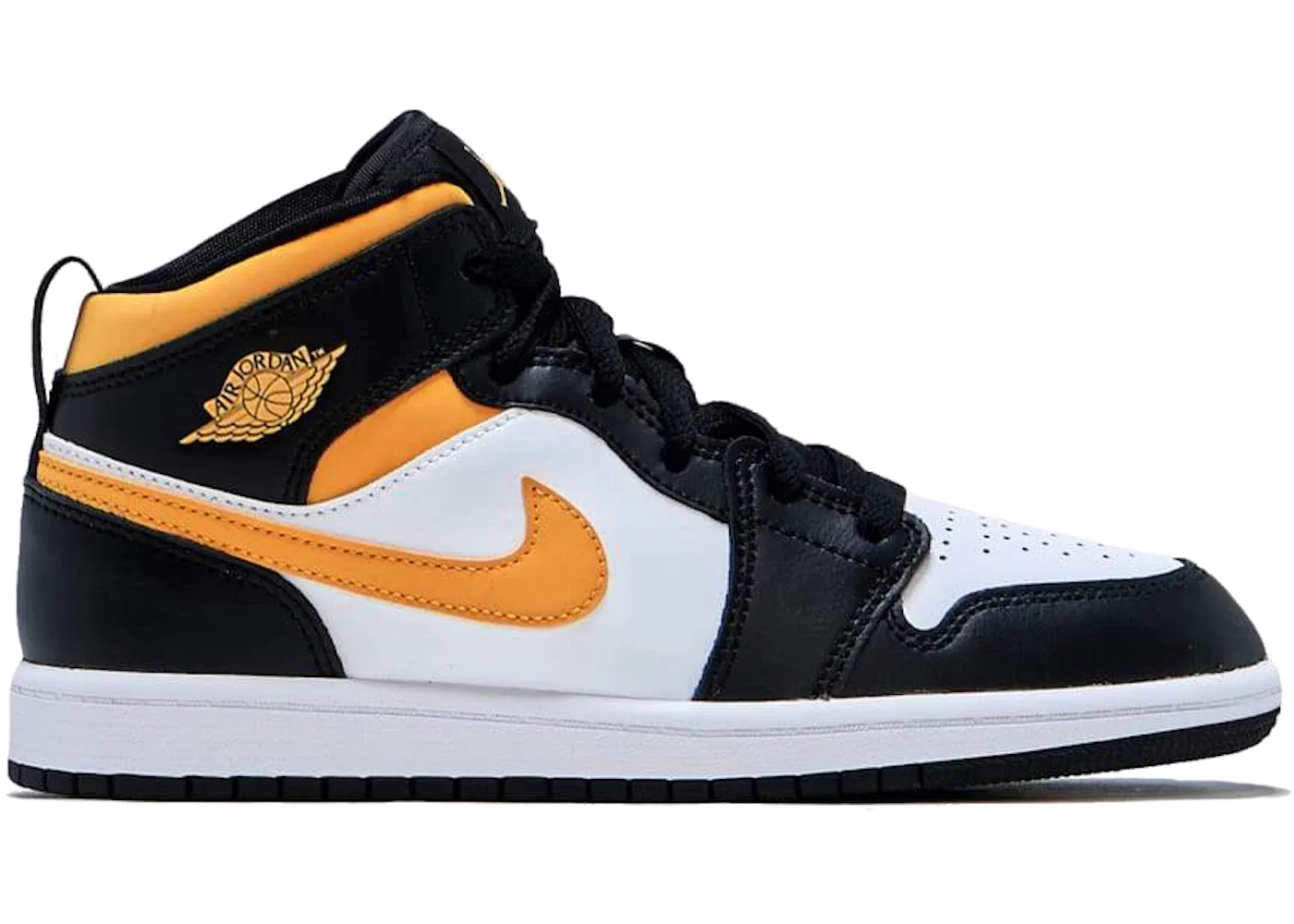 Детские кроссовки для мальчиков с высоким берцем Jordan 1 Mid Jordan, White/Pollen/Black