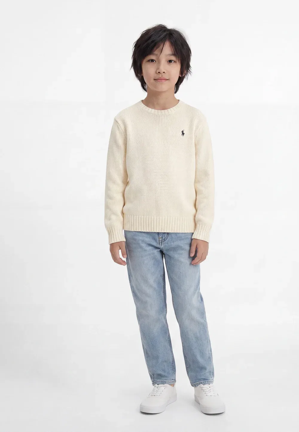 Хлопковый свитер с круглым вырезом, размер 2-6 лет Polo Ralph Lauren, Clubhouse Cream
