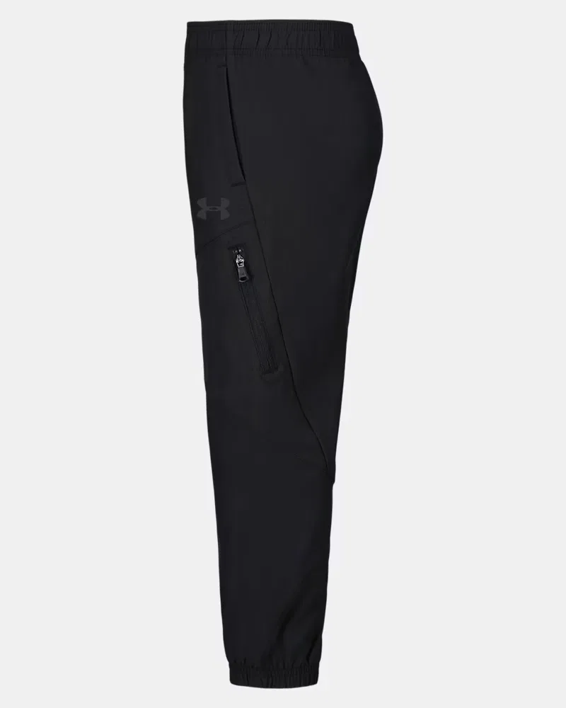 Детские брюки из тянущейся ткани с эластичным поясом UA Stretch Woven UnderArmour, Black — фото 3