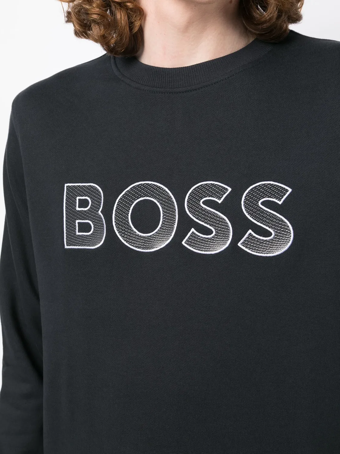 Свитшот с вшитым логотипом BOSS, черный — фото 2