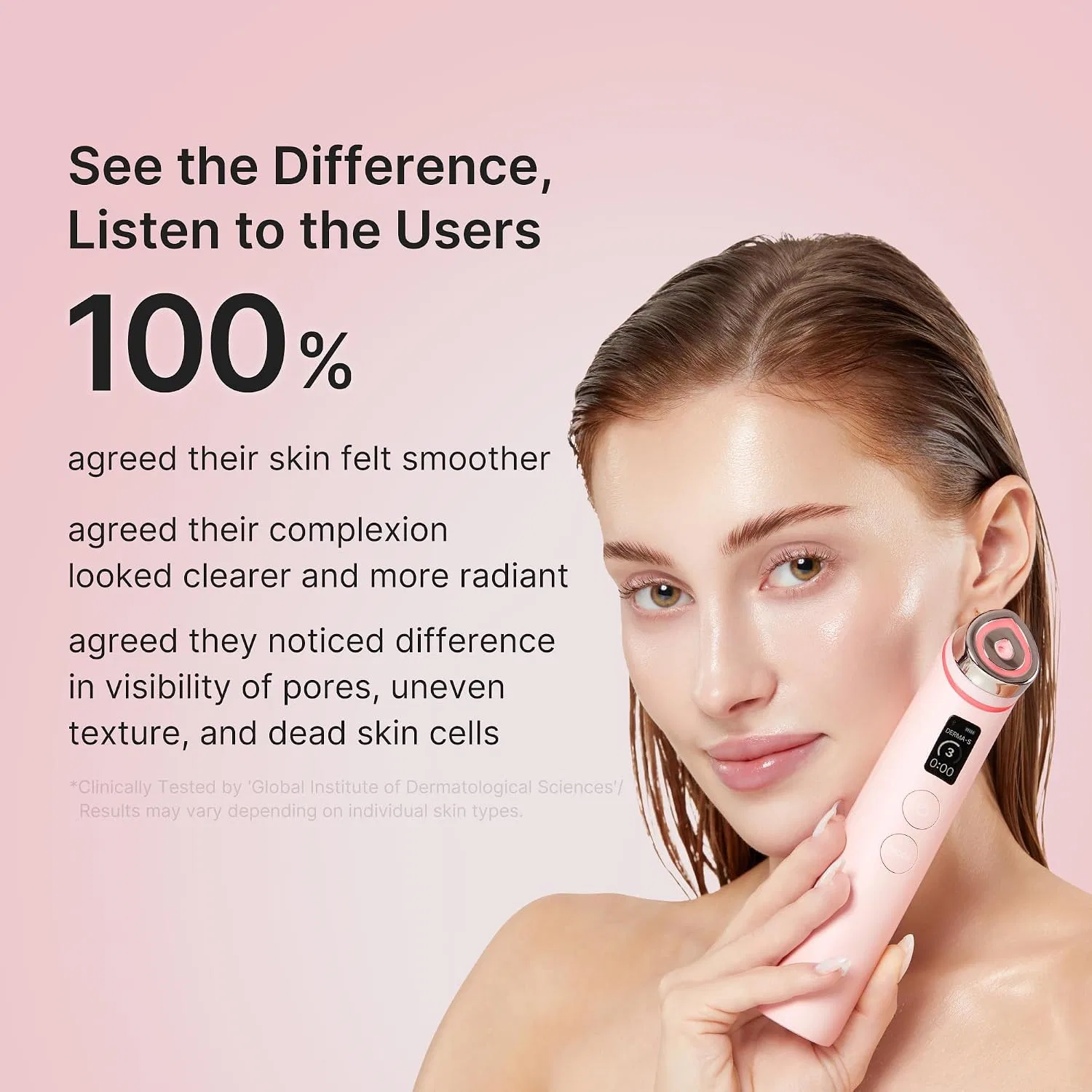 Массажер для лица Booster Pro 6 в 1 Real Glass Glow Beauty Massager Medicube, Pink — фото 2