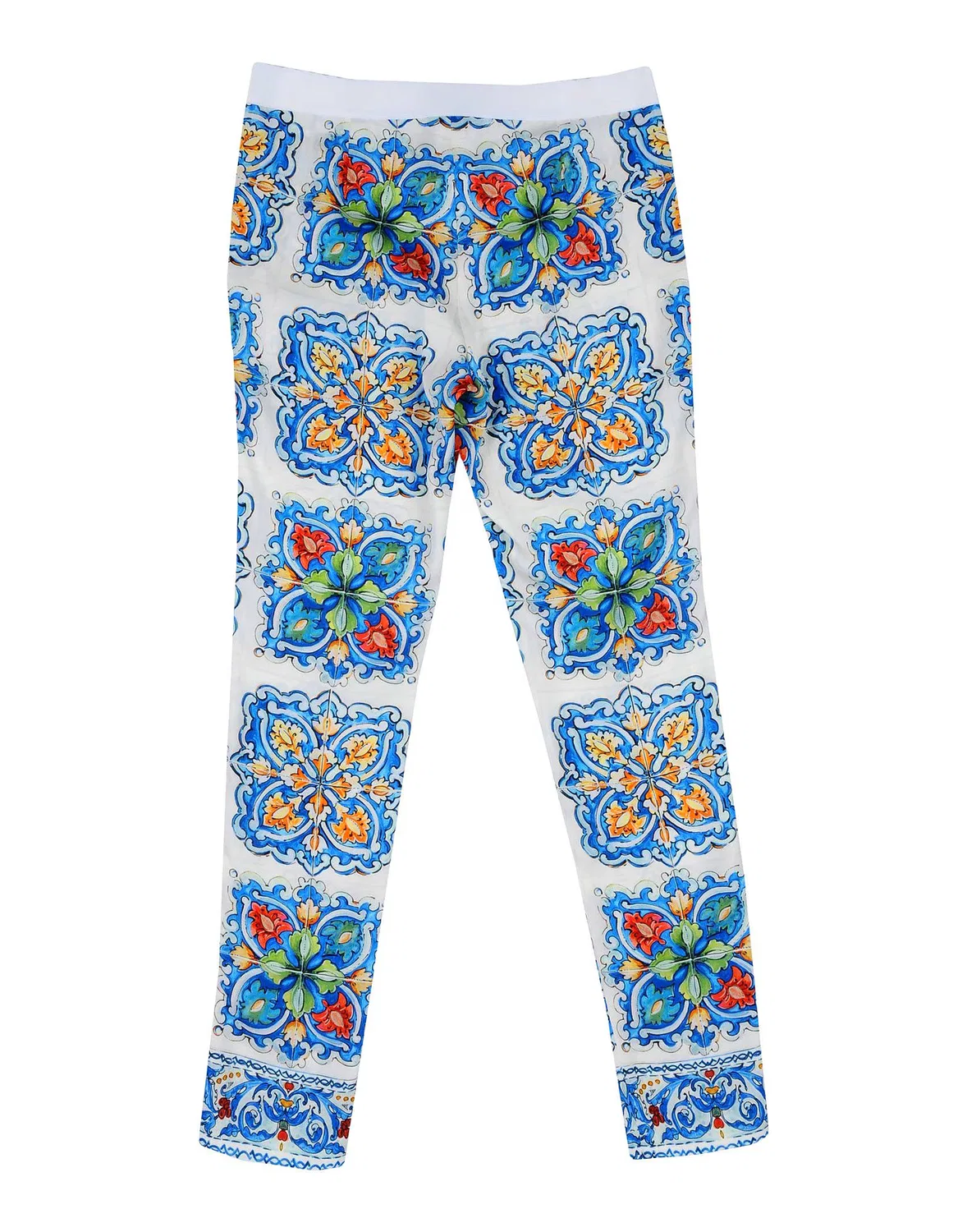 Детские брюки для девочек сатиновые с принтом Dolce&Gabbana, белый — фото 2