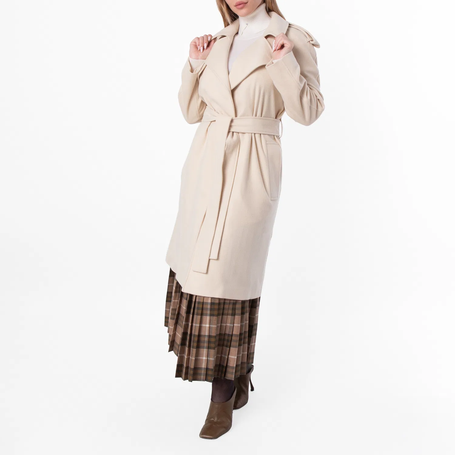 Пальто-кейп из кашемира Cashmere Wrap Coat Burberry, Candle — фото 4