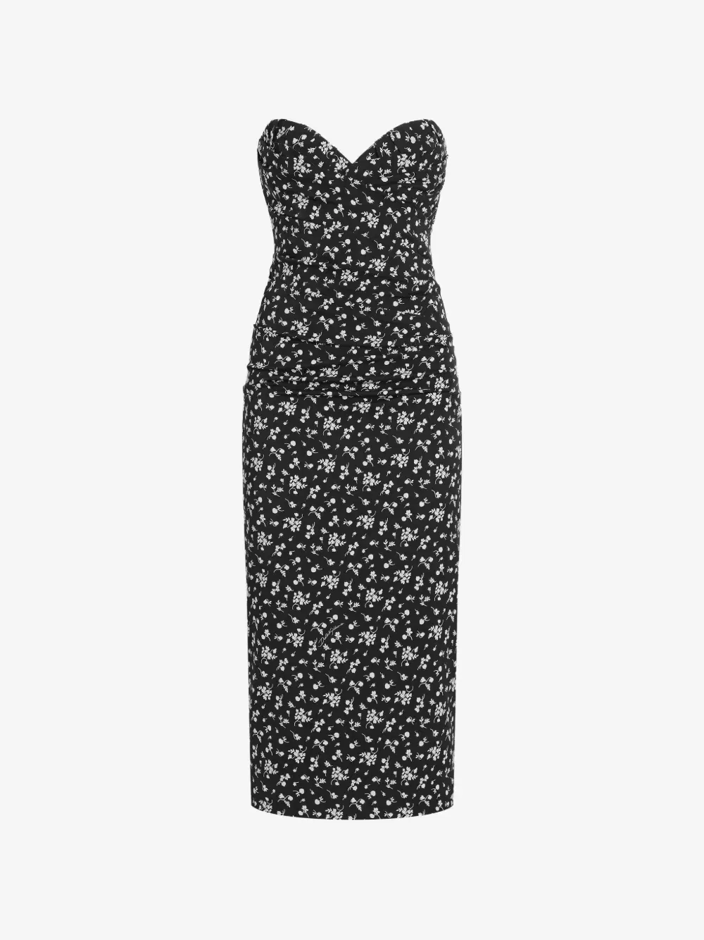 Платье из шармеза с цветочным принтом DOLCE & GABBANA, черный