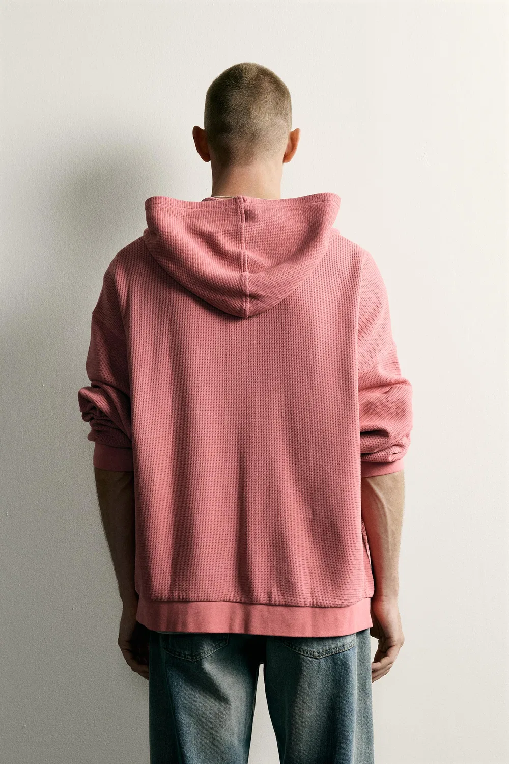 Худи с вафельной вязкой ZARA, Pink — фото 3