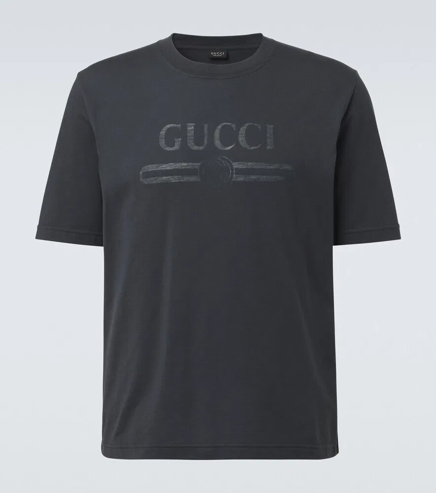 Футболка Gucci хлопковый трикотаж с логотипом, синий