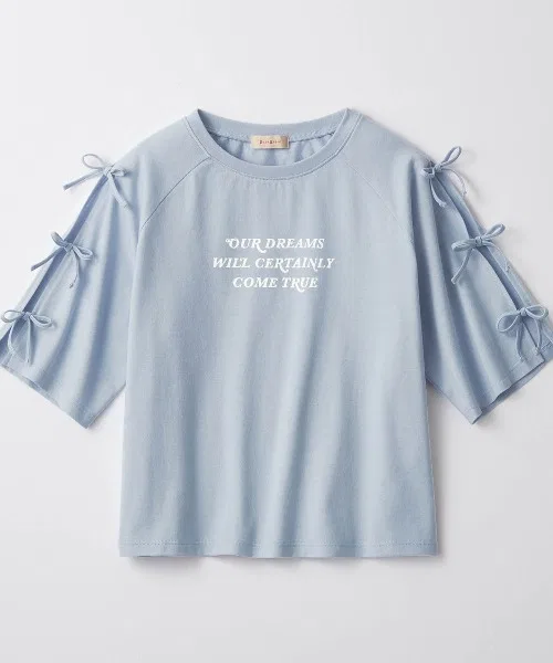 Belle Maison Детская футболка с принтом и лентами Papel lapiz, Light Blue