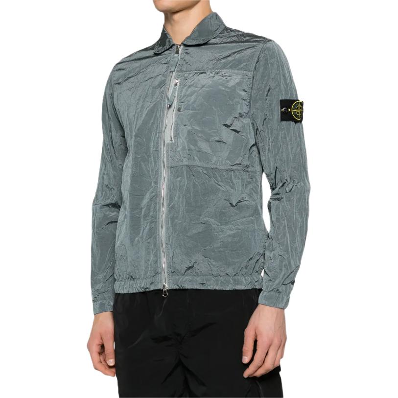 STONE ISLAND Курка-толстовка с молнией и нашивкой компас, Lake Blue — фото 3