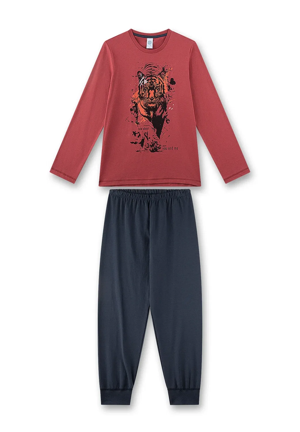 Jungen-Schlafanzug lang тигр - пижамный комплект Sanetta, Rot