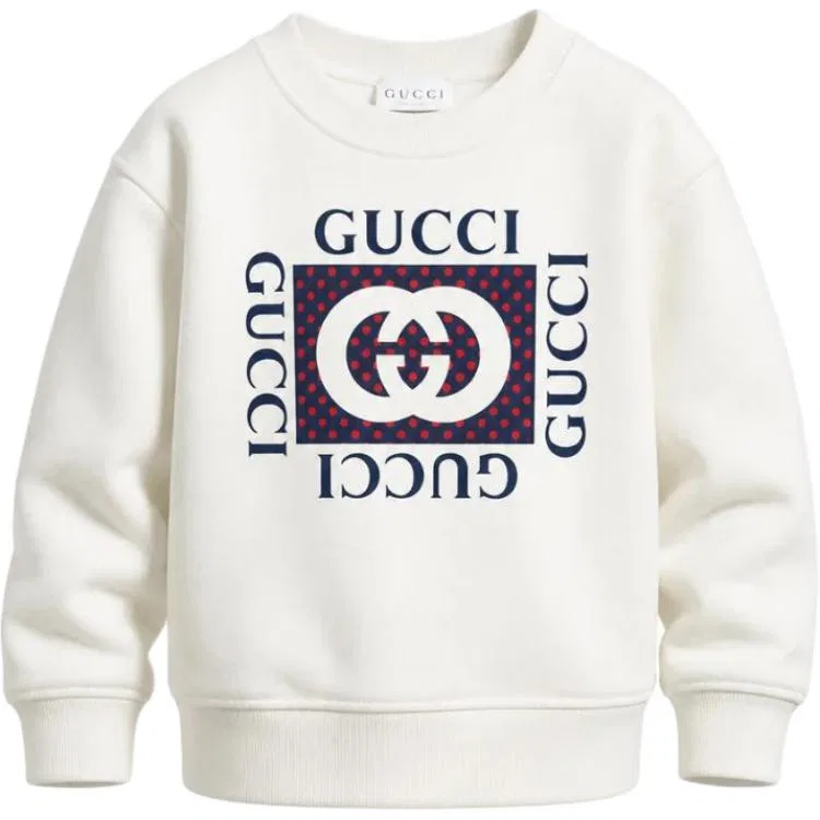 Детский свитшот с круглым вырезом, средней посадки, White, GUCCI