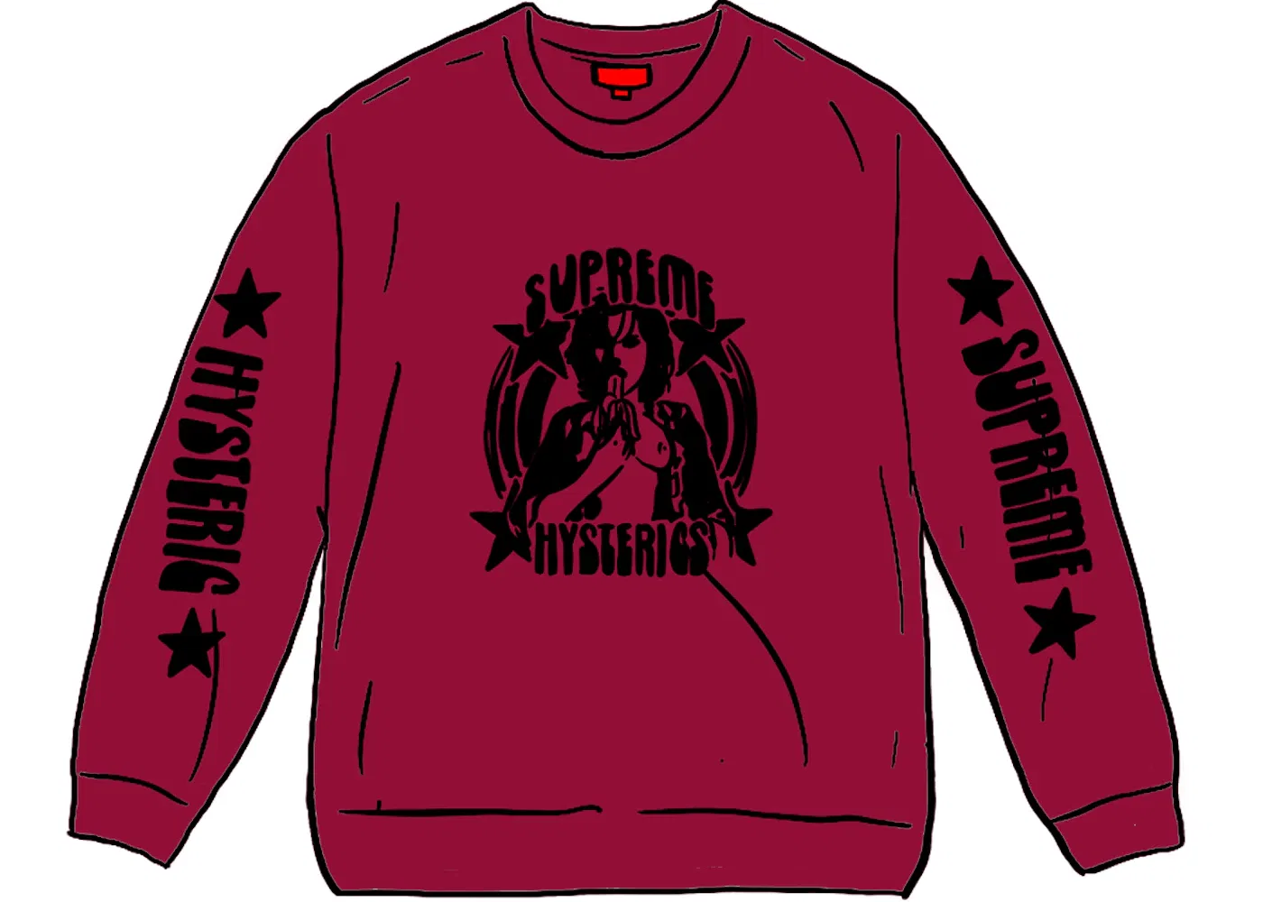 Мужская футболка с длинным рукавом HYSTERIC GLAMOUR Supreme, Dark Magenta