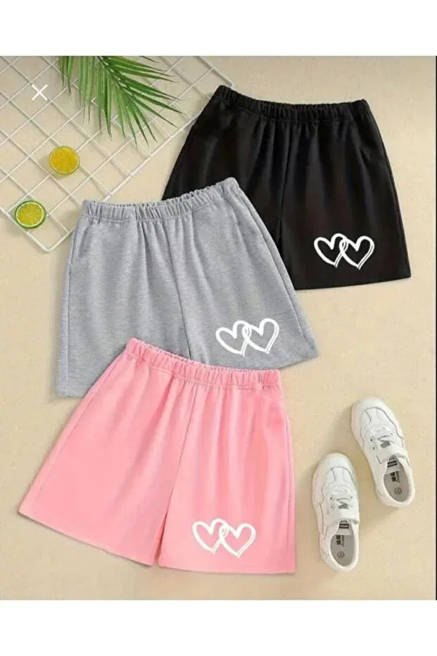 Детский комплект шорт для девочек с принтом Vestir Bien, Pink Gray Black