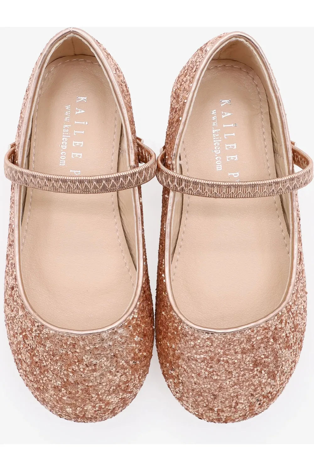 Детские балетки на плоской подошве Rock Glitter Kailee P, Rose Gold — фото 2