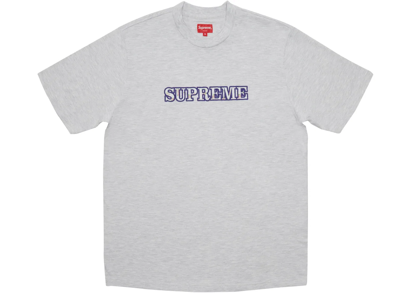Мужская футболка с принтом Supreme Floral Logo Tee, Ash Grey