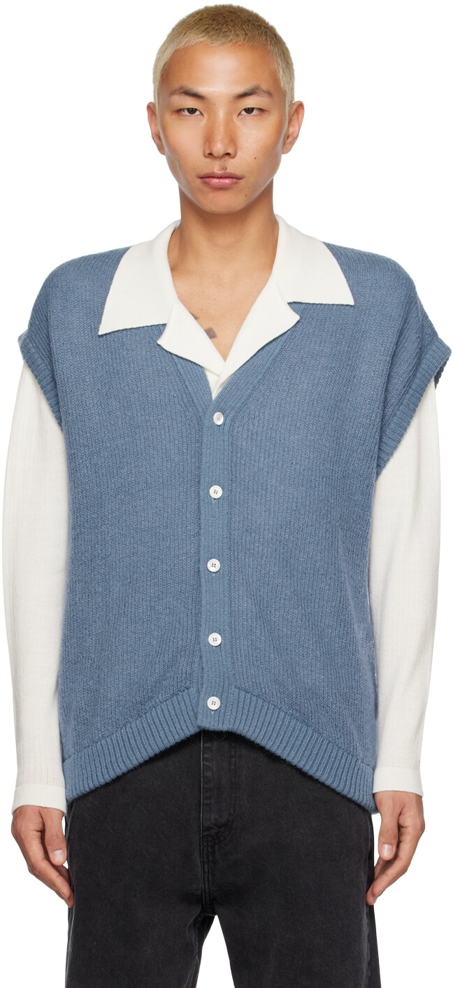 

SSENSE Эксклюзивный синий жилет Servizi Second/Layer