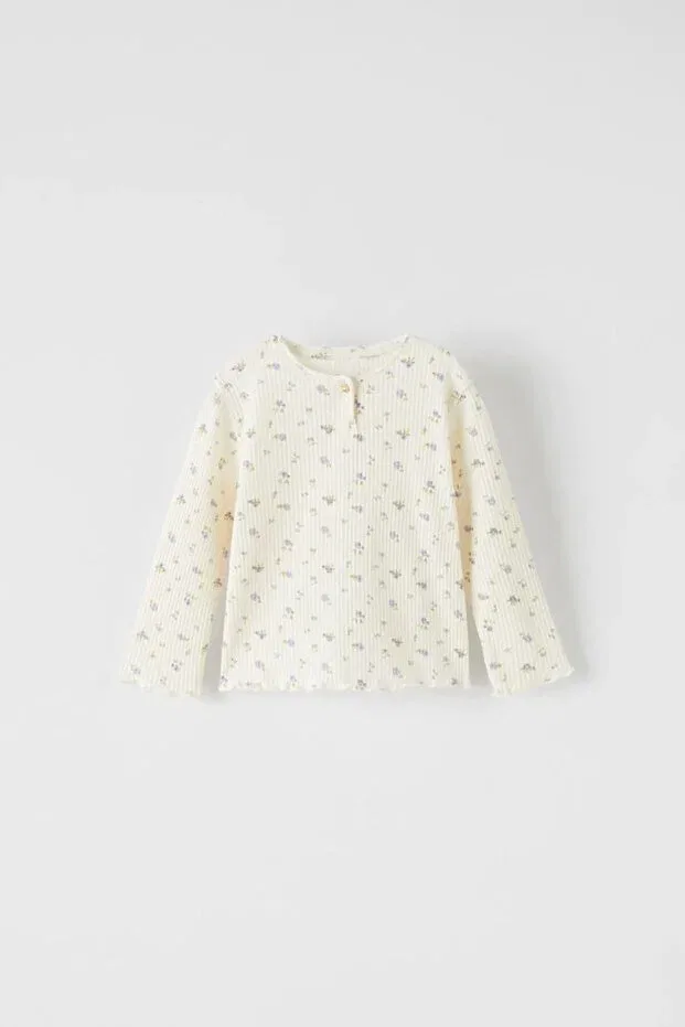 Детская футболка для девочек с цветочным принтом Zeyderkids, Beige