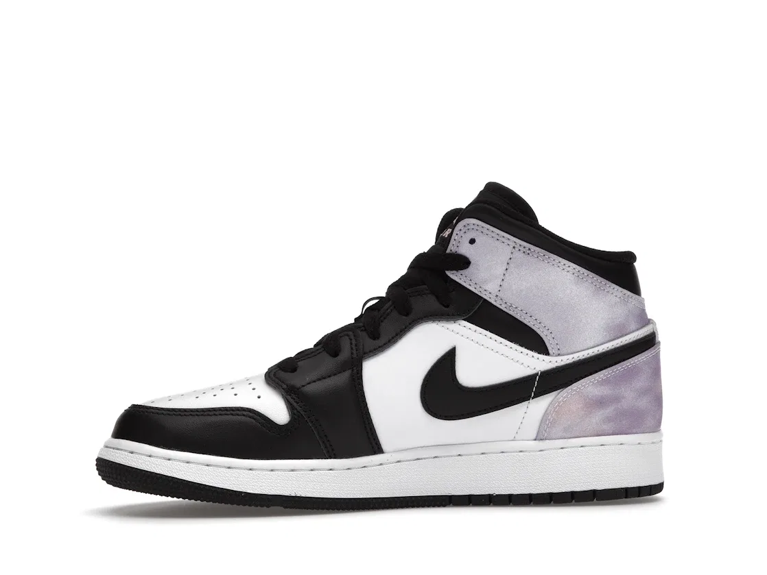 Детские кроссовки для баскетбола с высоким берцем Jordan 1 Mid SE Jordan, Black/White/Amethyst Wave/Bleached Coral — фото 3
