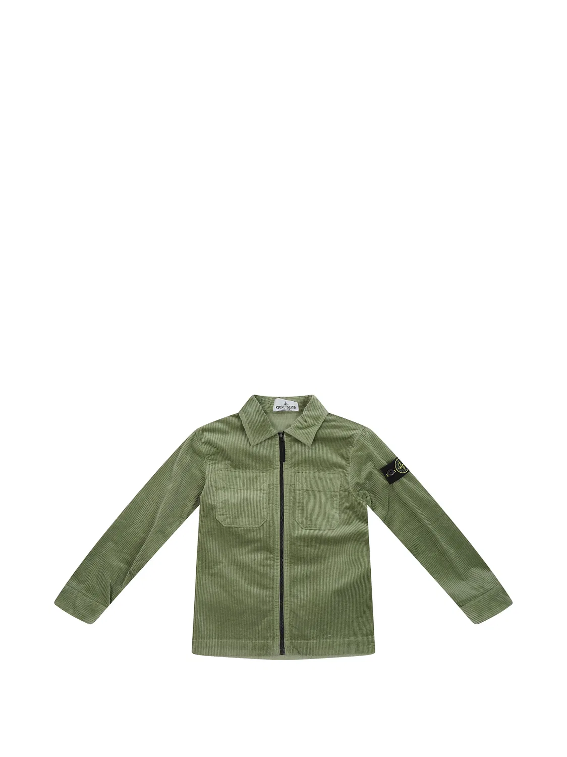 Вельветовая куртка с нашивкой Compass Stone Island Junior, зеленый