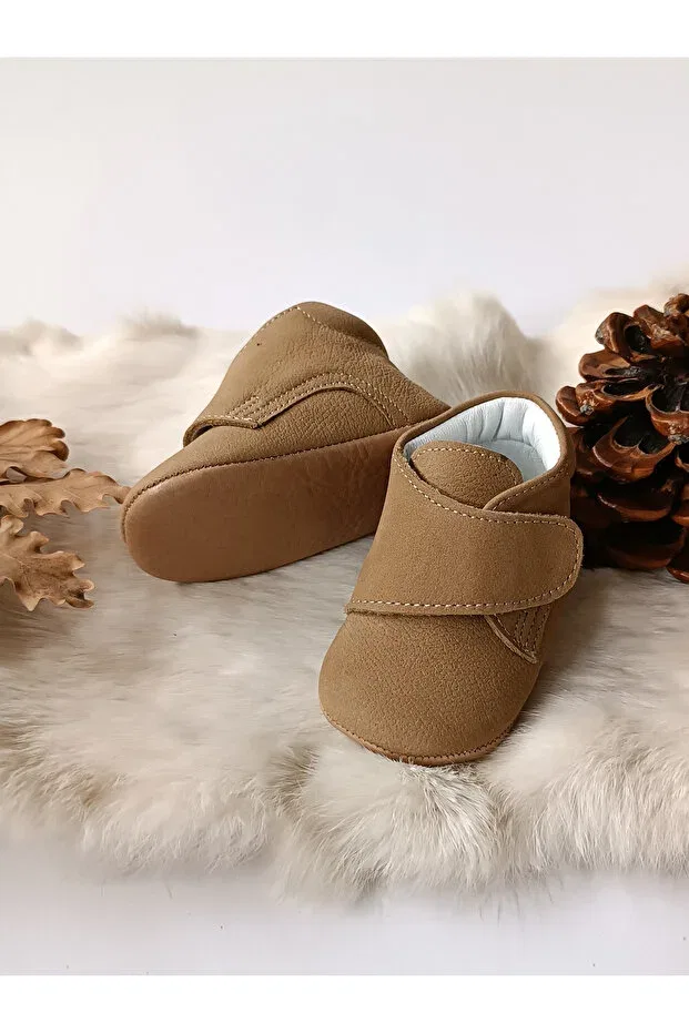 Детские ботинки для девочек кожаные с липучкой Hodore, Taupe — фото 3