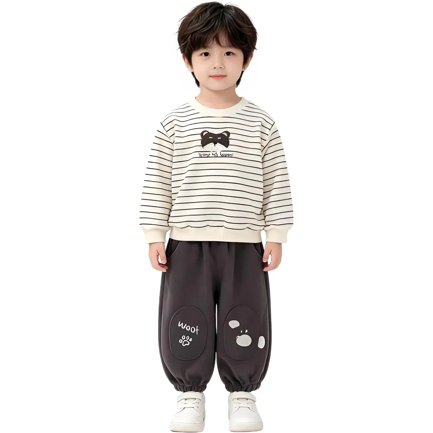 Детский комплект из футболки и штанов с полосками, модель Stripes Two-Piece Set (Open-Cuff), MADALLO, Stripes Two-Piece Set (Open-Cuff)