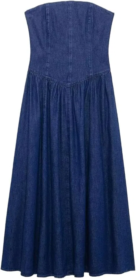 Женское платье миди без бретелек A-силуэта Vintage Chic, Pic Color
