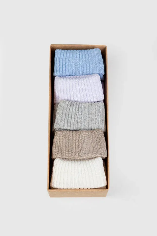 Детские носки для новорожденных хлопковые набор 5 пар Organic Cotton 5-Piece Newborn Baby Socks Set Baby Shez, Blue — фото 3