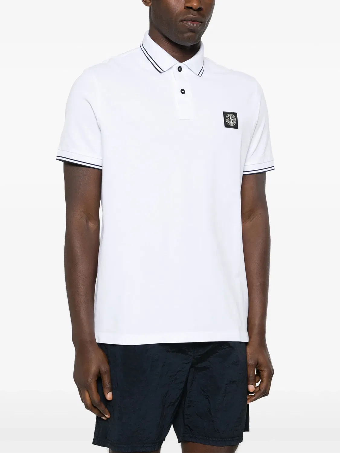 Stone Island Поло из пике коттона в оптическом белом — фото 4