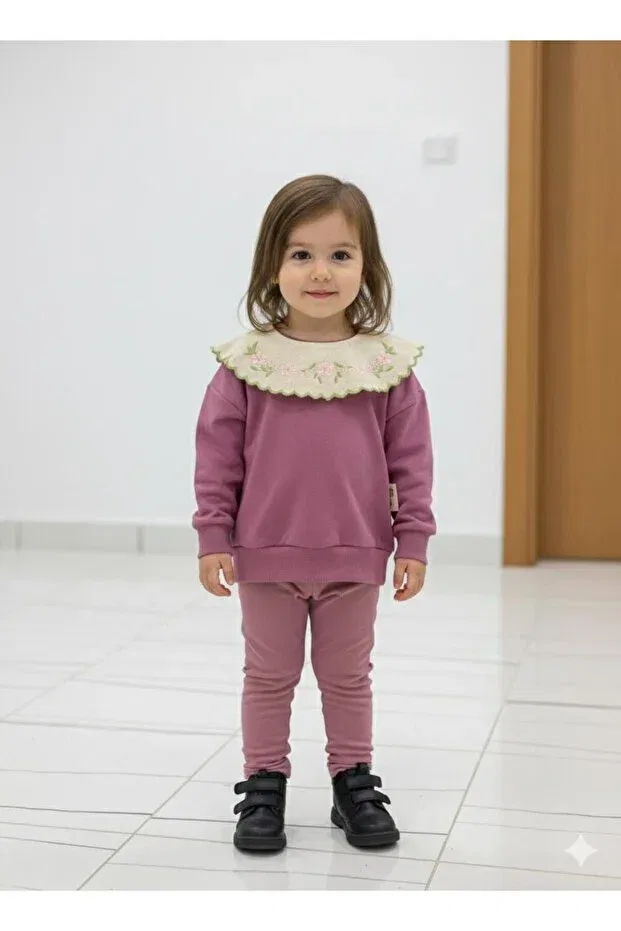 Детский комплект из футера для девочек хлопковый Yağmur Giyim, Colored