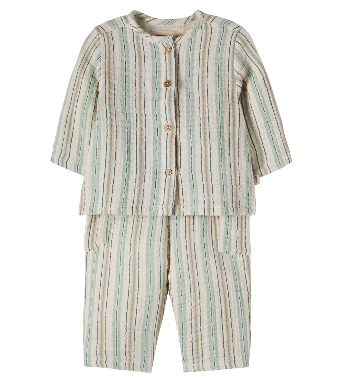 Комплект из топа и брюк с боковыми разрезами Summer Stripe Wheat, бежевый