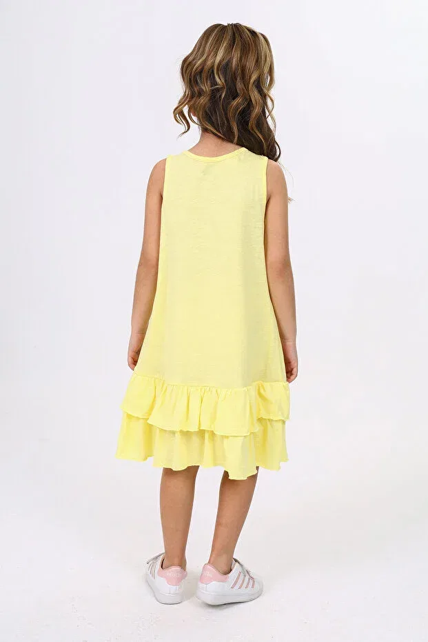 Детское платье для девочек с принтом Toontoy, Light Yellow — фото 3