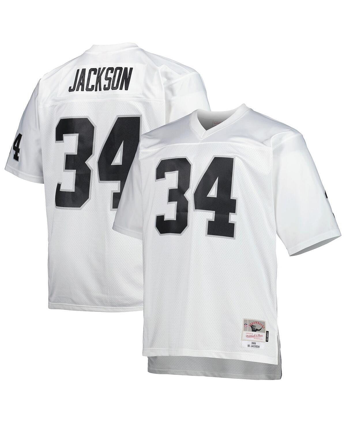 Мужская футболка bo jackson white las vegas raiders big and tall 1988 года, копия джерси для пенсионеров Mitchell & Ness, белый - фото