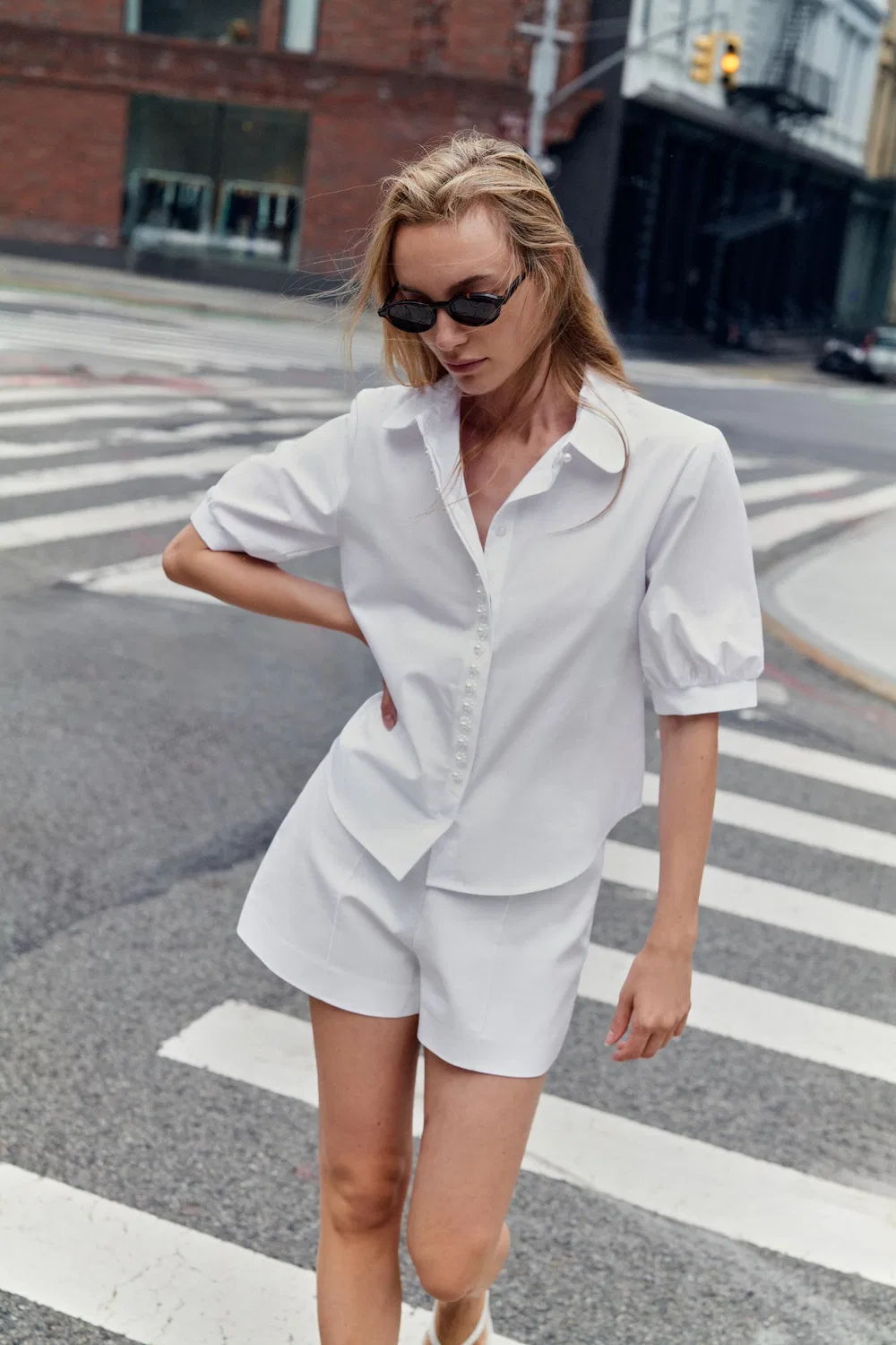 Рубашка из искусственного жемчуга из поплина ZARA, White — фото 2